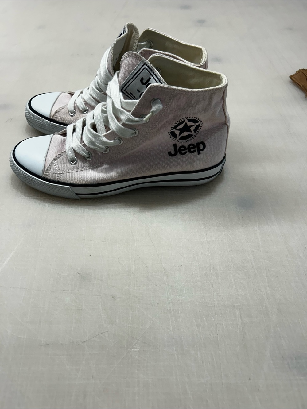 Jeep Pink and White High-Top Canvas Sneakers